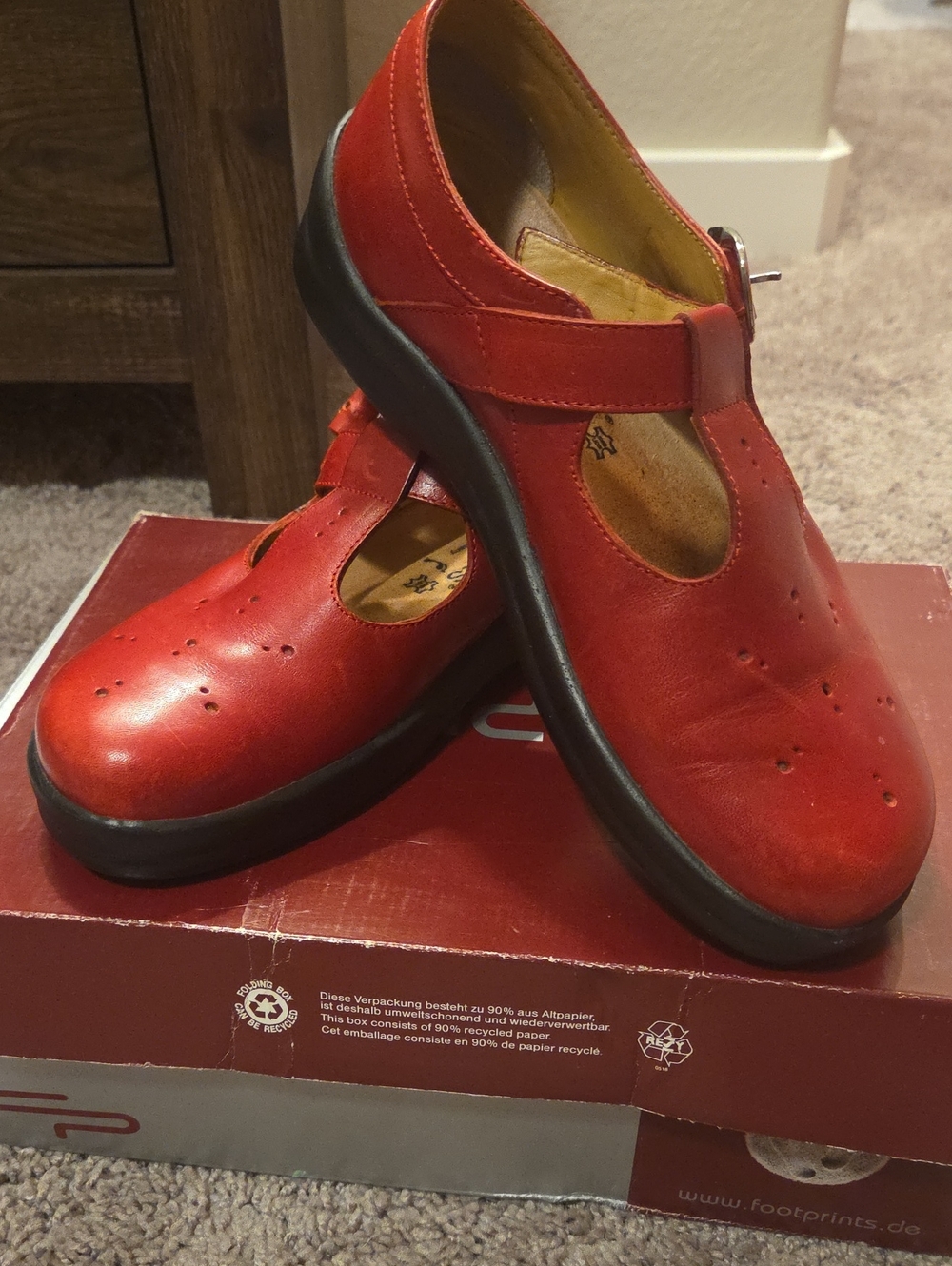 Women’s Red Mary Jane Comfort Flats